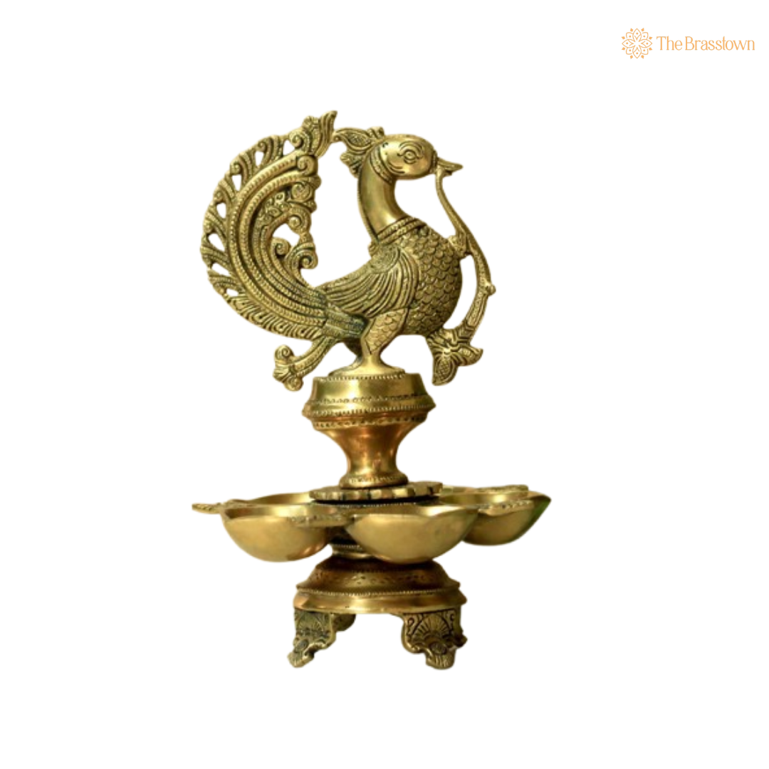 Handcrafted Brass Peacock Diya 12 Inch