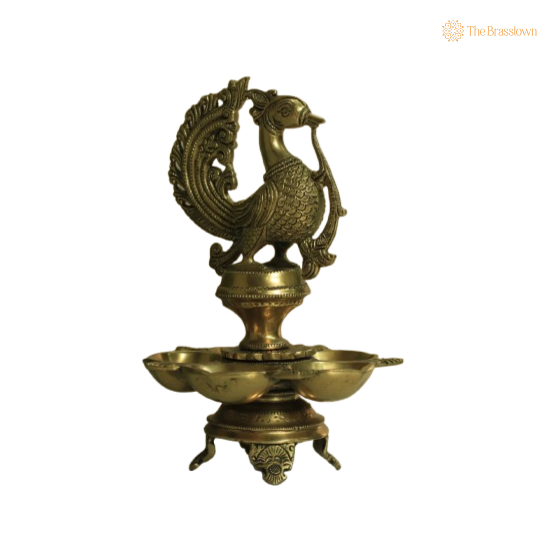 Handcrafted Brass Peacock Diya 12 Inch
