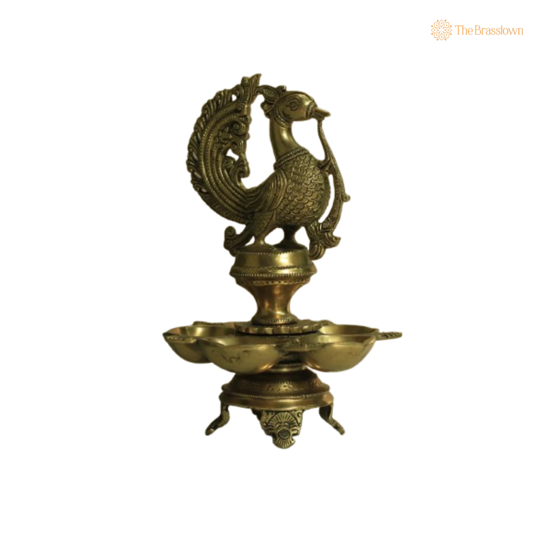 Handcrafted Brass Peacock Diya 12 Inch