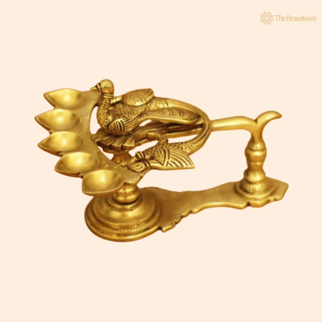 Handcrafted Brass Peacock Diya Lamp 5 Inch
