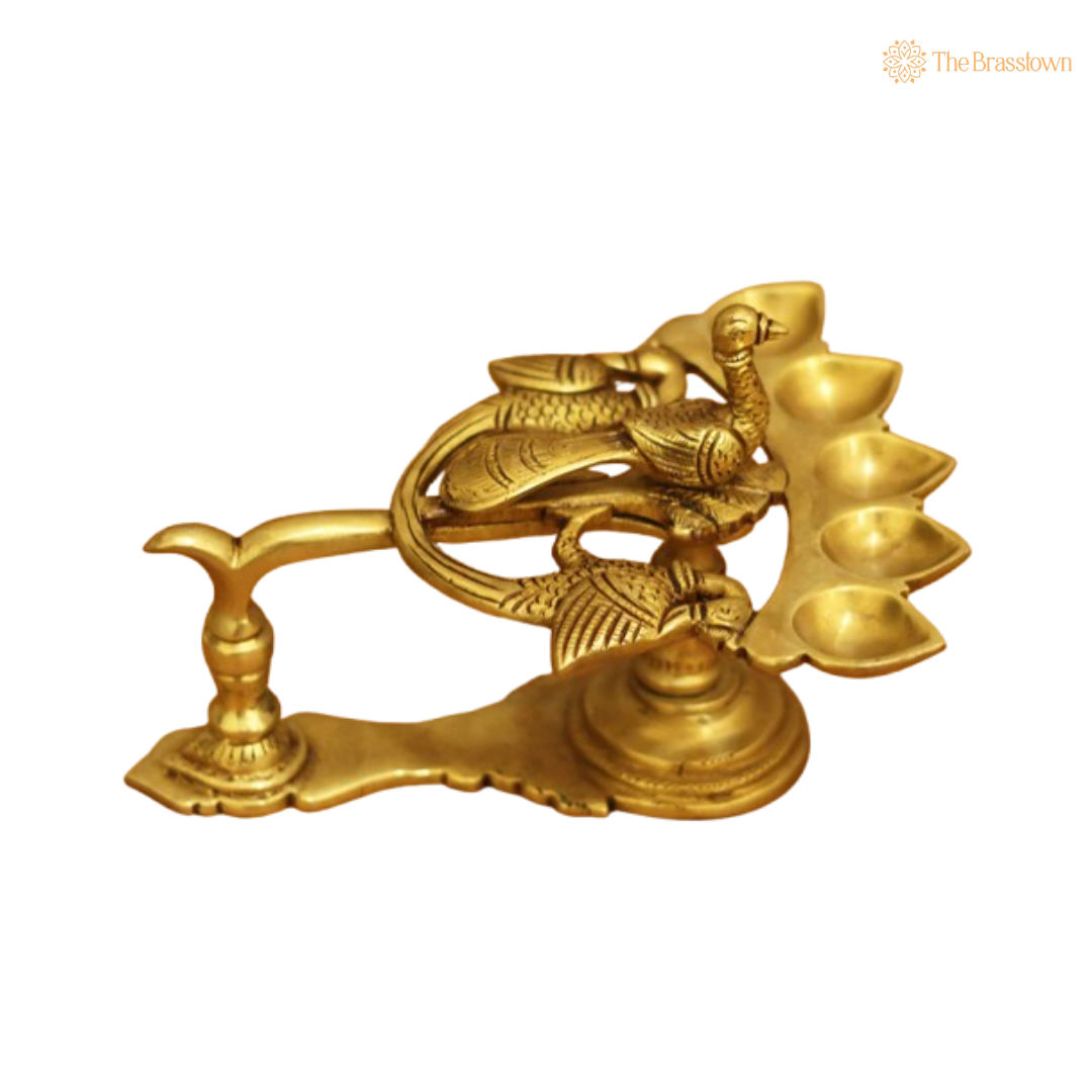 Handcrafted Brass Peacock Diya Lamp 5 Inch