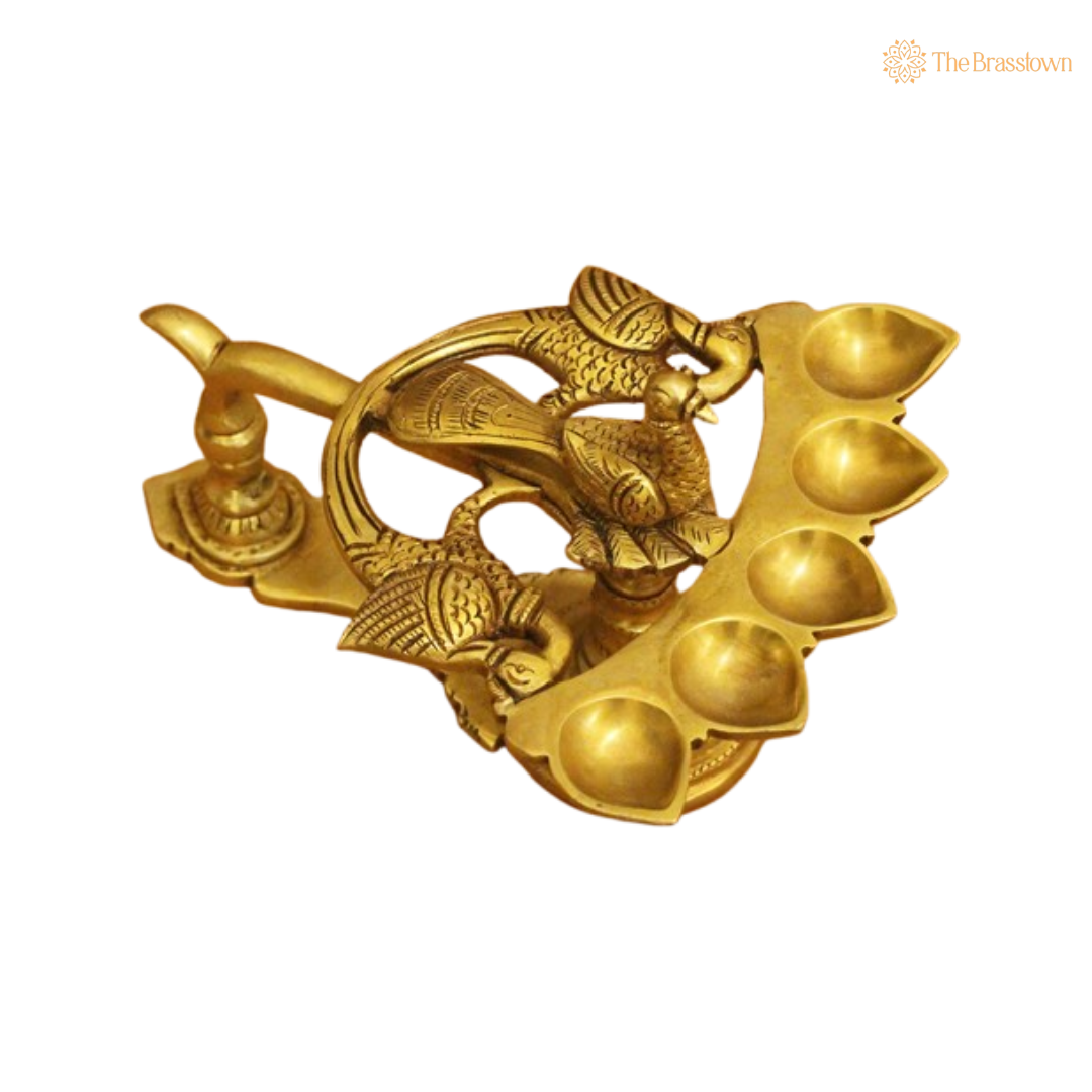 Handcrafted Brass Peacock Diya Lamp 5 Inch