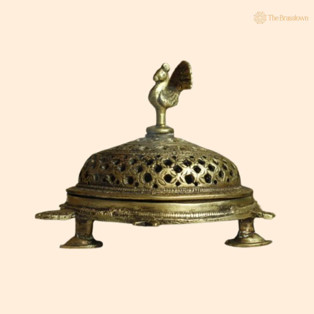 Handcrafted Brass Peacock Incense Holder (Dhoop Dani) 4.5 Inch