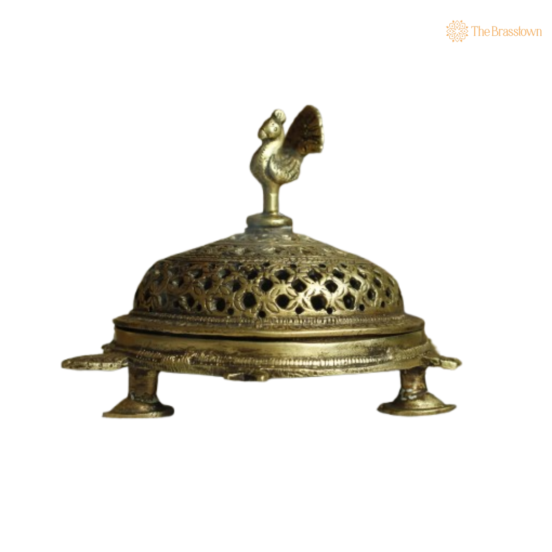 Handcrafted Brass Peacock Incense Holder (Dhoop Dani) 4.5 Inch