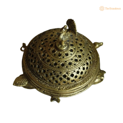 Handcrafted Brass Peacock Incense Holder (Dhoop Dani) 4.5 Inch