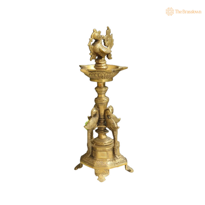 Handcrafted Brass Peacock Standing Diya 13 Inch