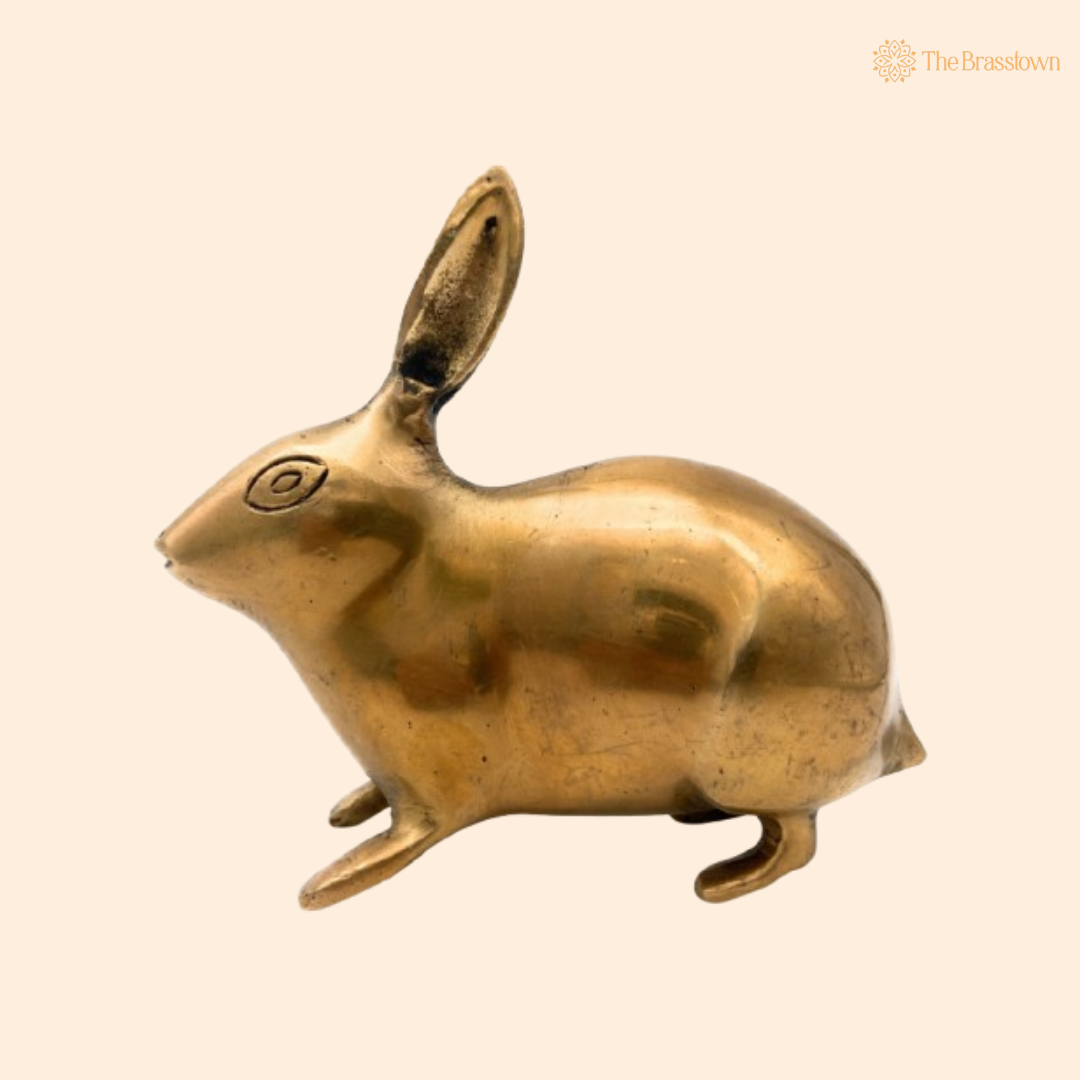 Handcrafted Brass Rabbit Figurine 4.5 Inch