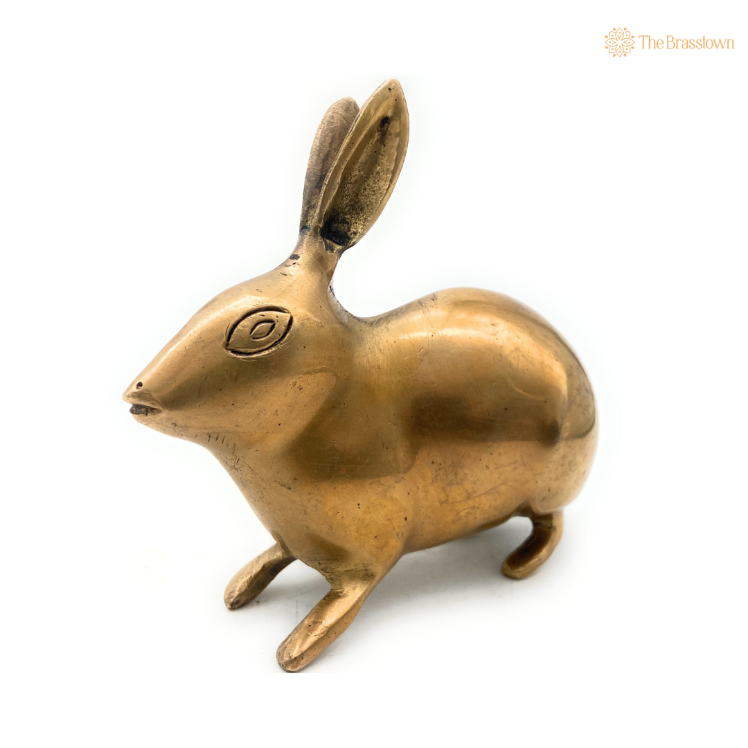 Handcrafted Brass Rabbit Figurine 4.5 Inch