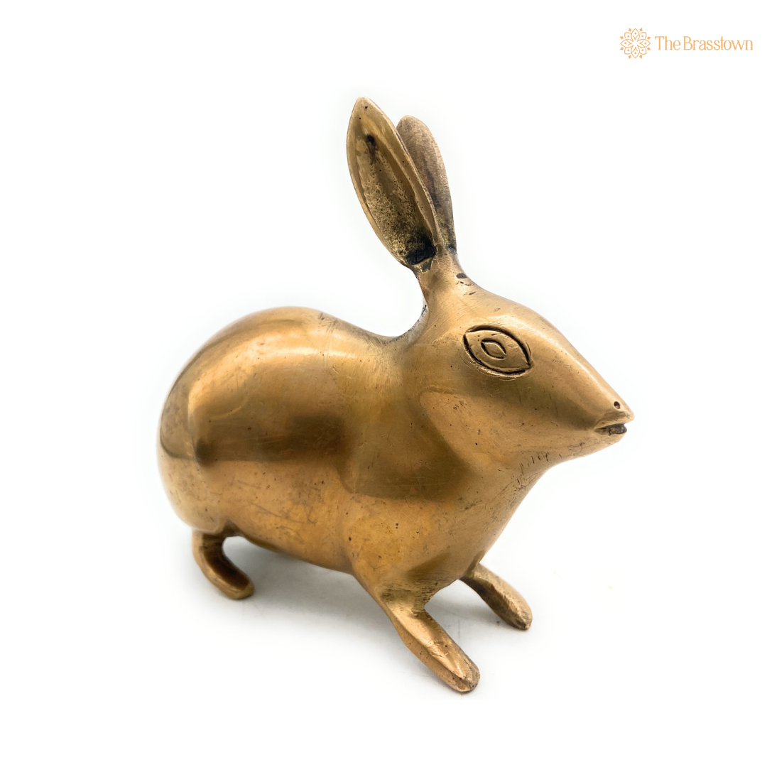 Handcrafted Brass Rabbit Figurine 4.5 Inch