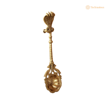 Handcrafted Brass Ritual Spoon with Ornate Design 17 Inch