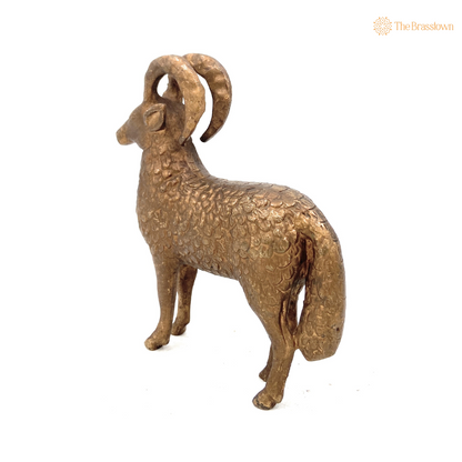 Handcrafted Brass Sheep Sculpture 6.5 Inch