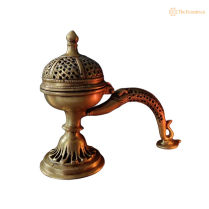 Handcrafted Brass Snake Handle Dhoop Dani 8.5 Inch