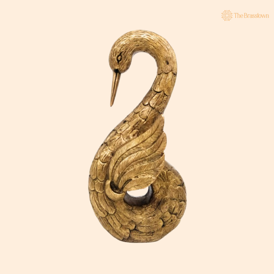 Handcrafted Brass Swan Figurine 10.5 Inch