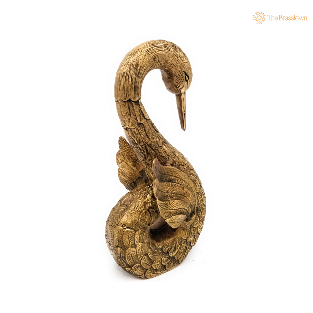 Handcrafted Brass Swan Figurine 10.5 Inch