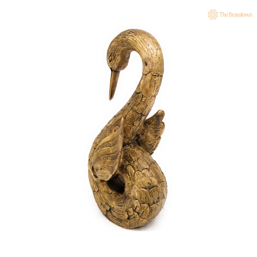 Handcrafted Brass Swan Figurine 10.5 Inch