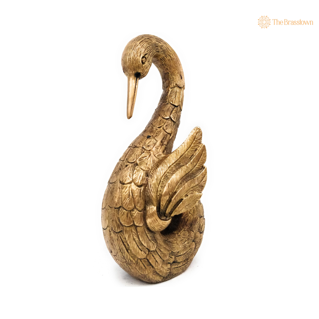 Handcrafted Brass Swan Figurine 10.5 Inch