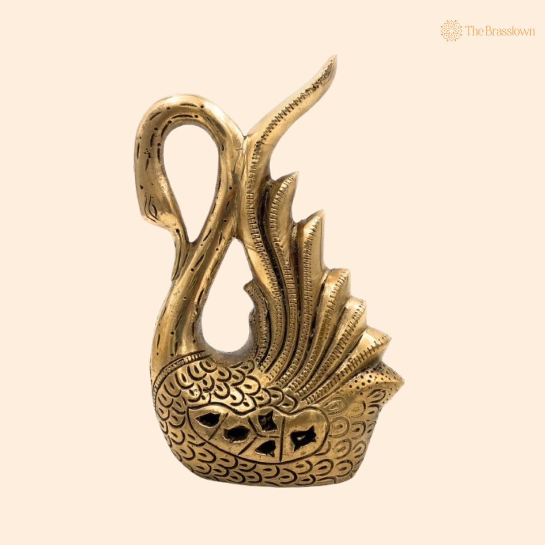 Handcrafted Brass Swan Sculpture 8 Inch