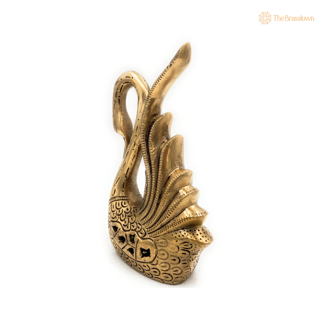 Handcrafted Brass Swan Sculpture 8 Inch