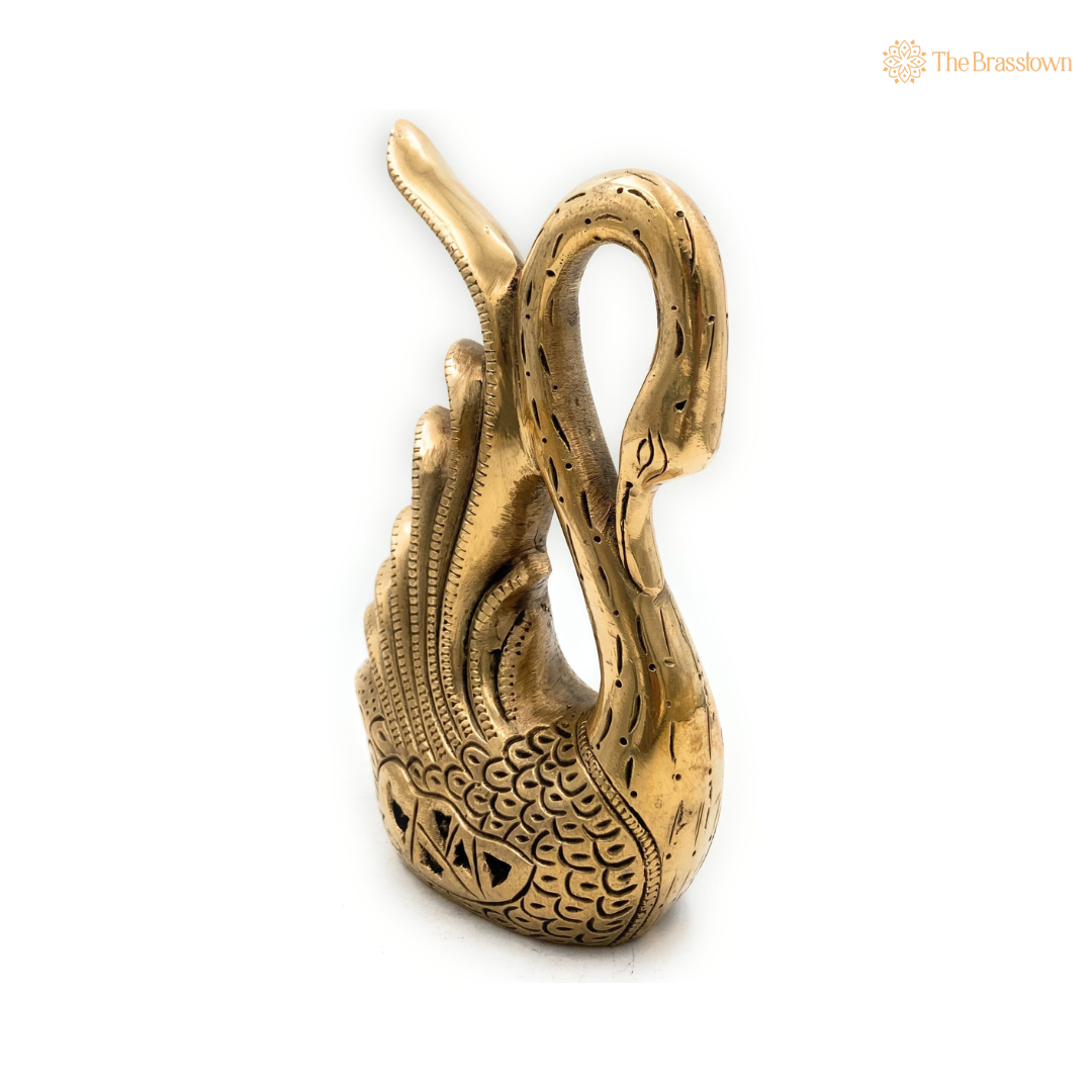 Handcrafted Brass Swan Sculpture 8 Inch