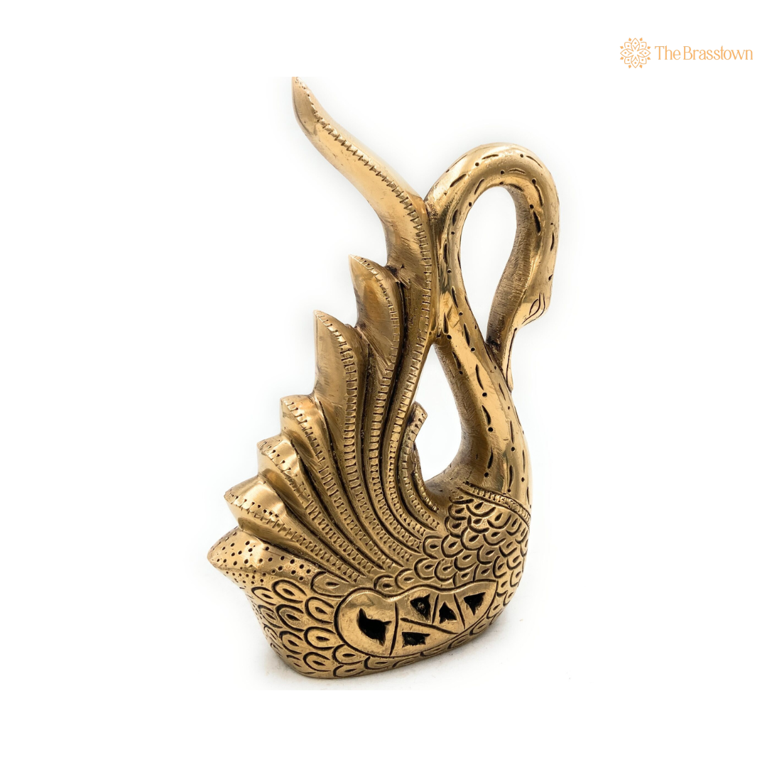 Handcrafted Brass Swan Sculpture 8 Inch