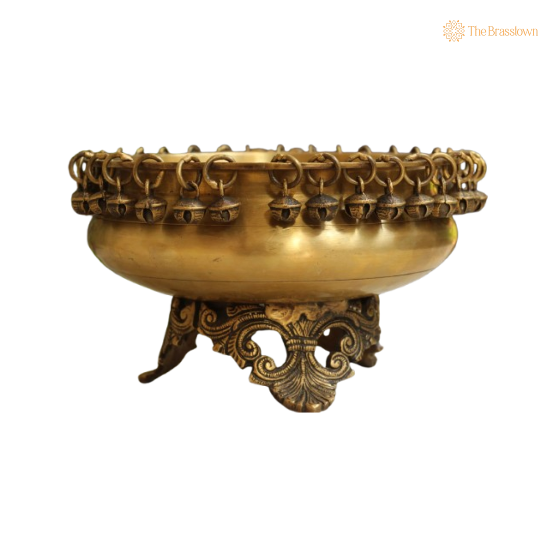 Handcrafted Brass Urli with Bells 5 Inch