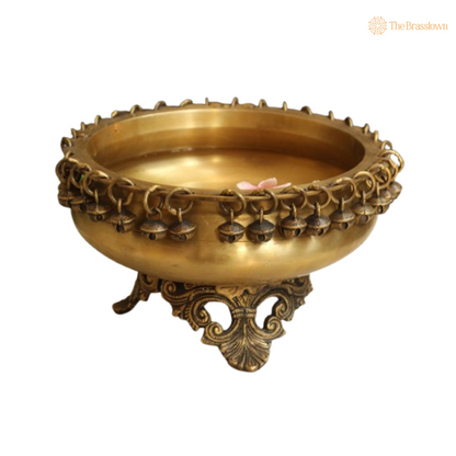 Handcrafted Brass Urli with Bells 5 Inch