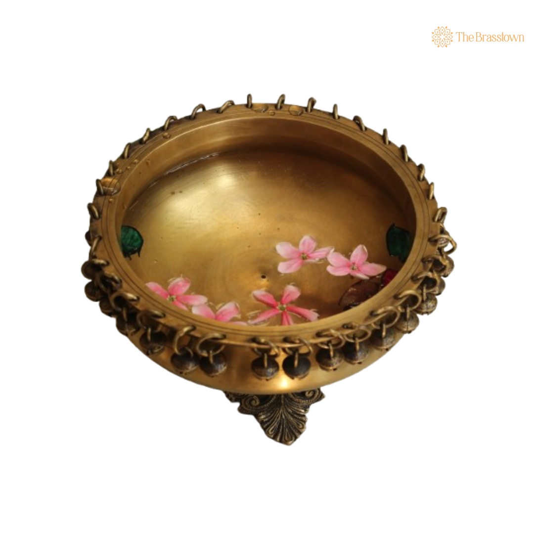 Handcrafted Brass Urli with Bells 5 Inch