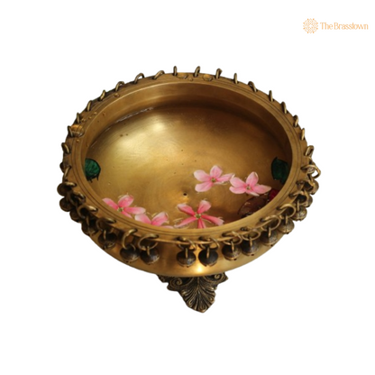 Handcrafted Brass Urli with Bells 5 Inch