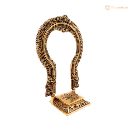 Intricate Brass Arch Frame with Decorative Base 11 Inch