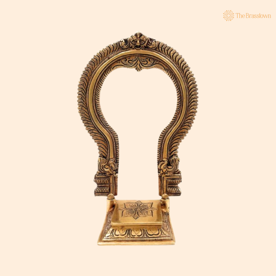Intricate Brass Arch Frame with Decorative Base 11 Inch