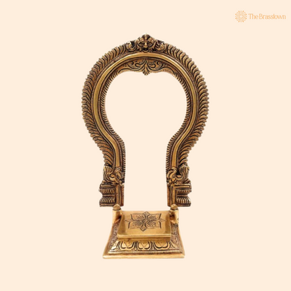 Intricate Brass Arch Frame with Decorative Base 11 Inch