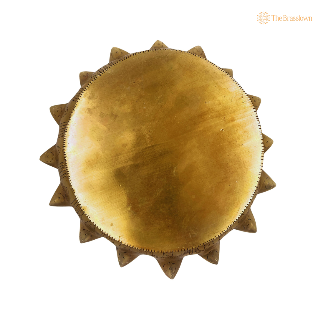 Intricately Designed Brass Lotus Base Pedestal 3 Inch