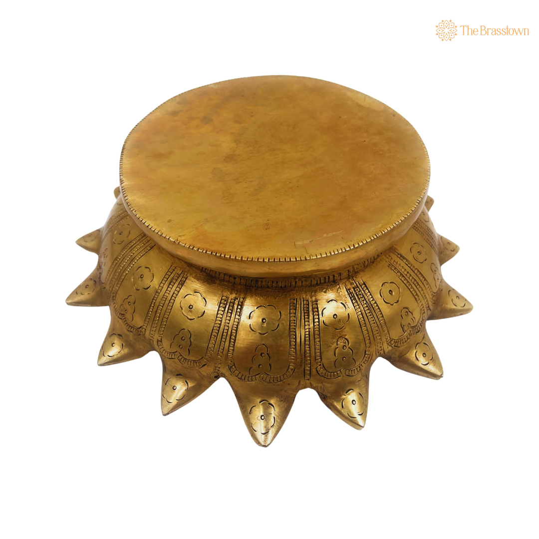 Intricately Designed Brass Lotus Base Pedestal 3 Inch