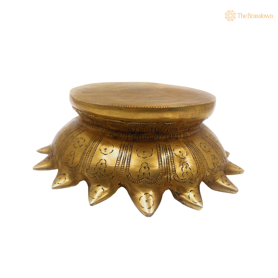 Intricately Designed Brass Lotus Base Pedestal 3 Inch