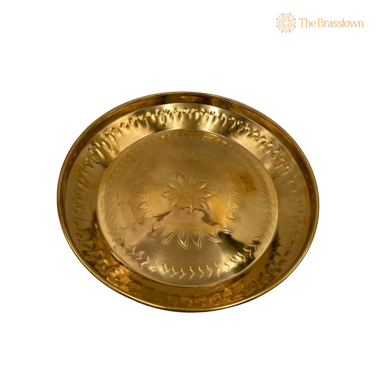 Handcrafted Brass Pooja Thali – Peetal Aarti Plate Pittal Puja Thambalam Traditional Pital Worship Thali 11.02 Inch 2
