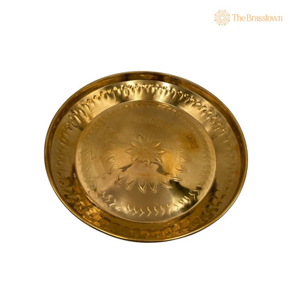 Handcrafted Brass Pooja Thali – Peetal Aarti Plate Pittal Puja Thambalam Traditional Pital Worship Thali 11.02 Inch 2