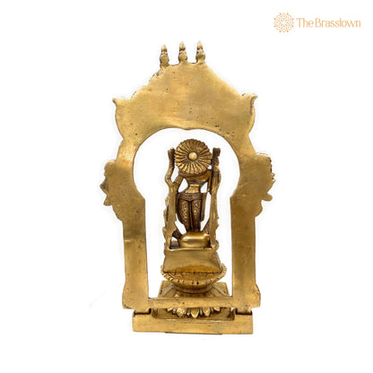Handcrafted Brass Durga Devi Idol – on Lotus Chowki with Temple Prabhavali, Mahishasuramardini, Adi Shakti 10.5 Inch 3