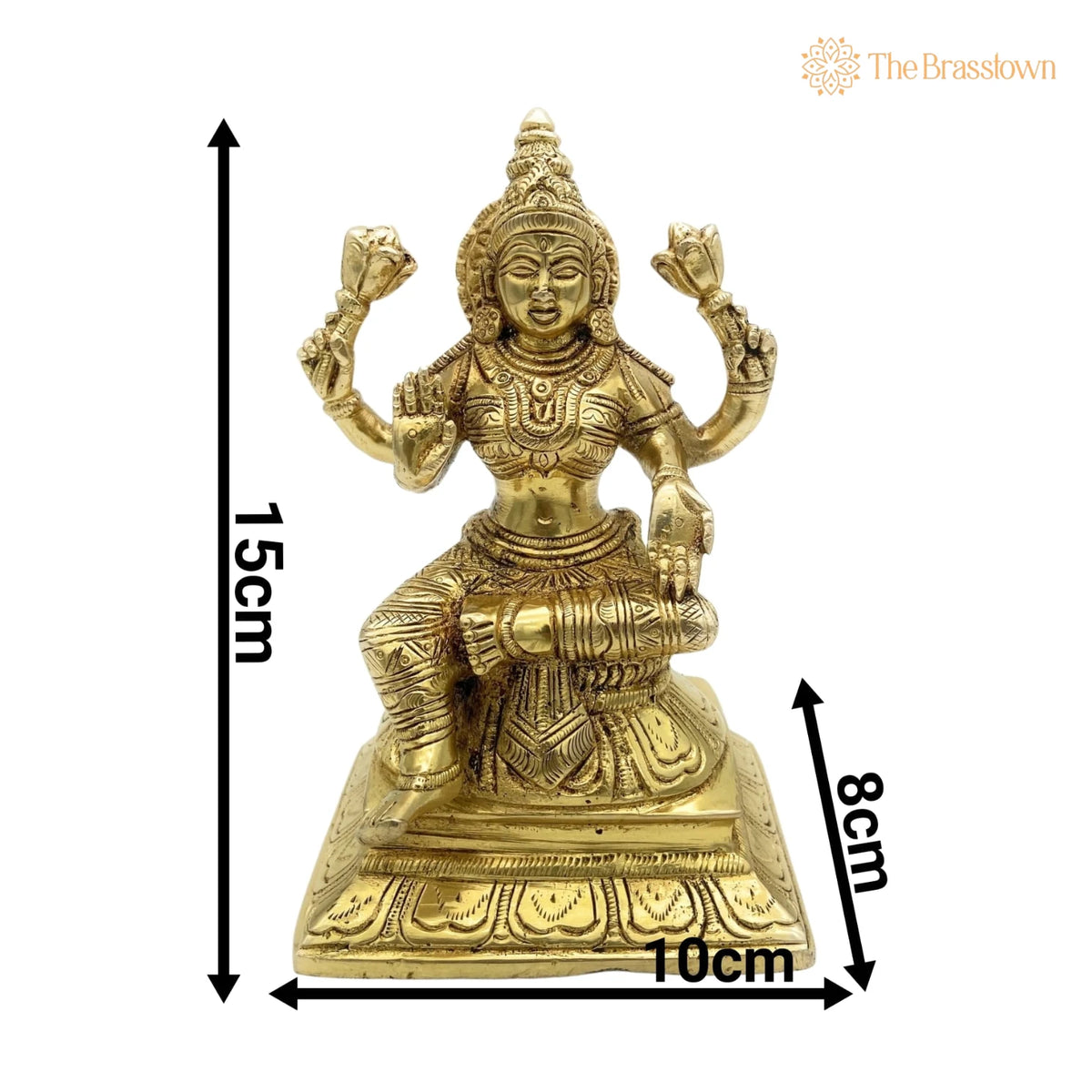 Handcrafted Brass Mahalakshmi Idol – Kamala Devi, Ashta Lakshmi, Shri Padma Lakshmi Sculpture for Home, Temple, and Pooja Décor 6 Inch 2
