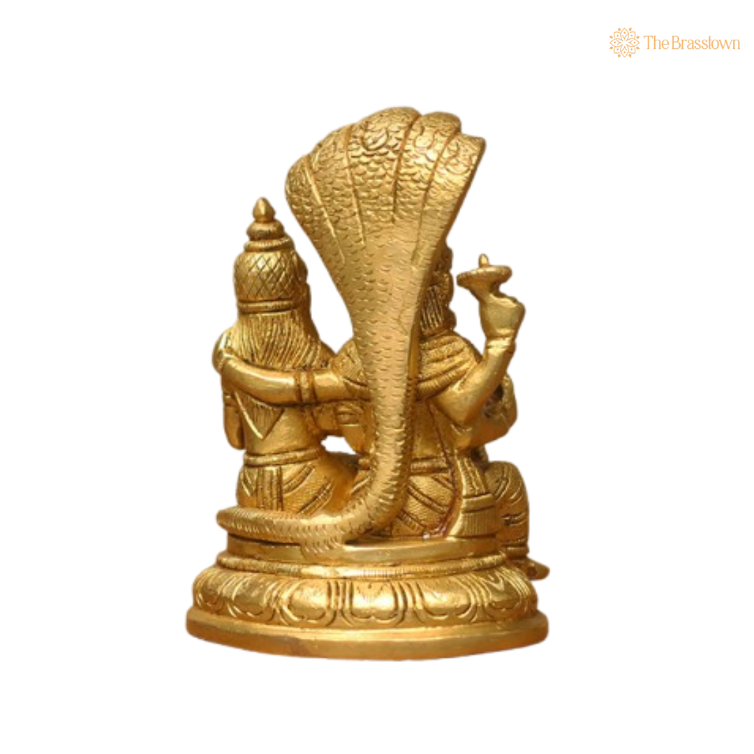 Lord Vishnu and Goddess Lakshmi Brass Idol 5.5 Inch