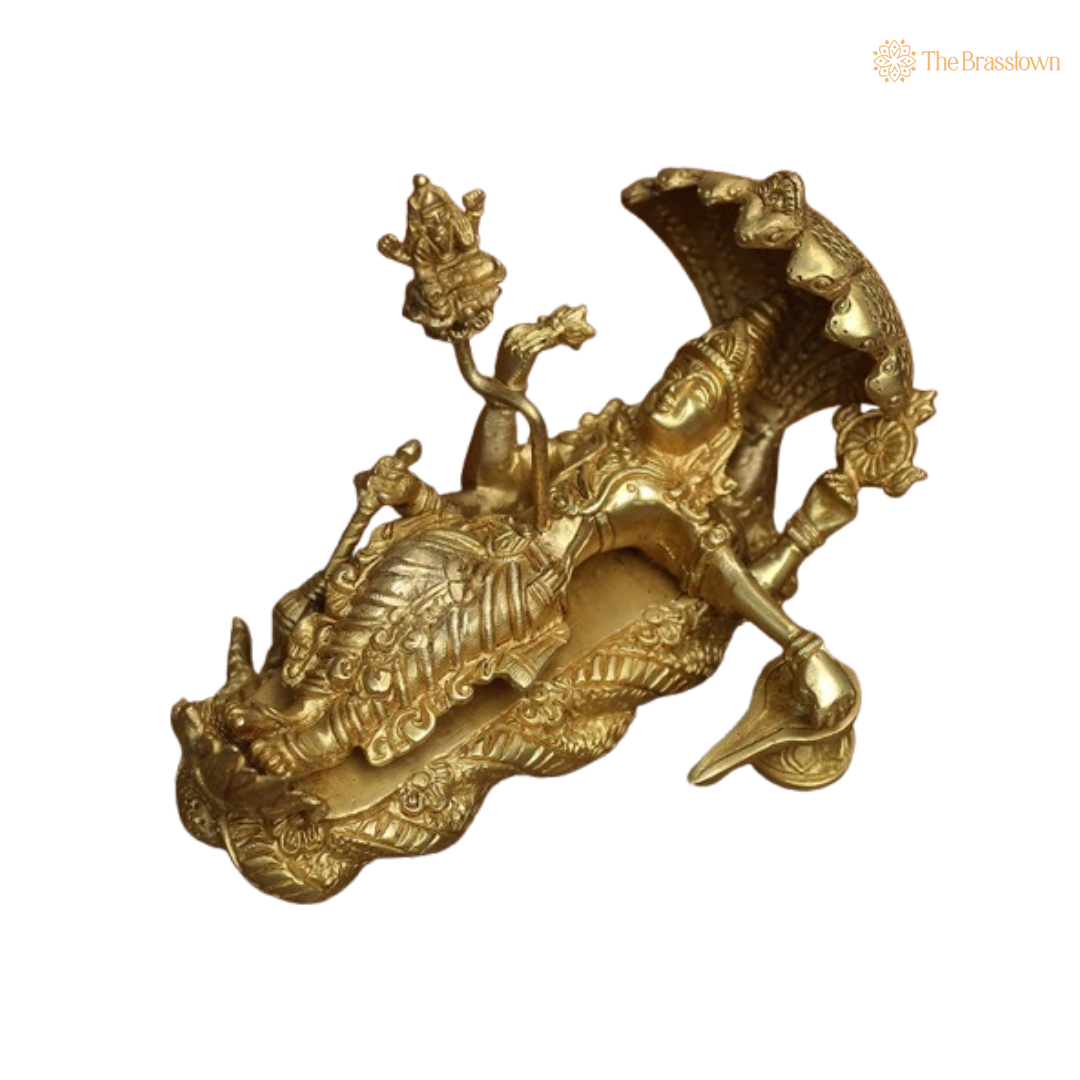 Lord Vishnu on Ananta Shesha Brass Idol 5 Inch