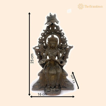 Handcrafted Brass Tibetan Manjushri Idol – Buddha Manjushri Murti, Wisdom Bodhisattva Statue for Home, Temple, Meditation 10 Inch 1