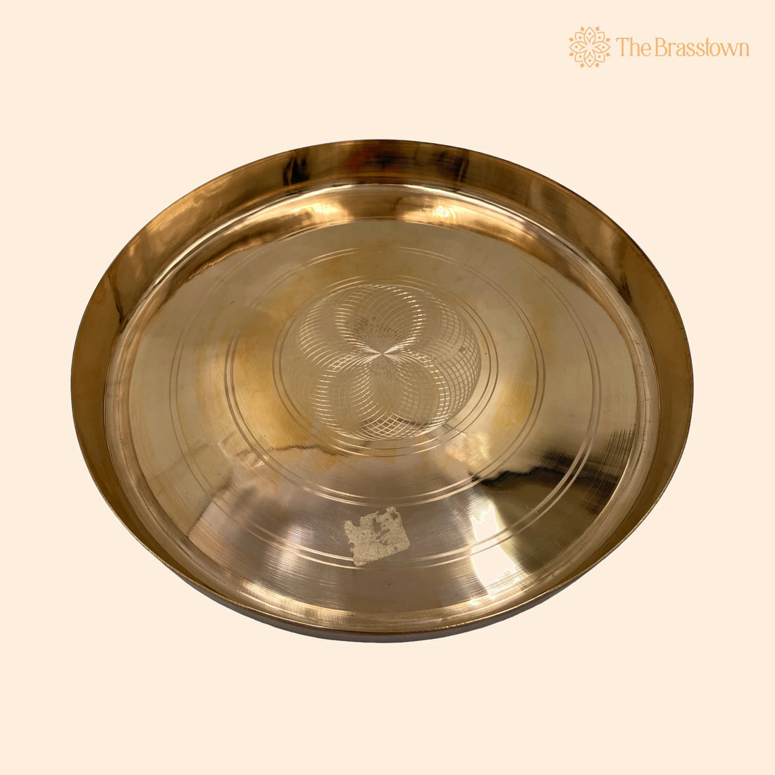 Traditional Pure Brass Dinner Plate (Peetal Thali – Handcrafted Pittala Bhojan Plate for Dining, Puja &amp; Gifting 11.42 Inch 1