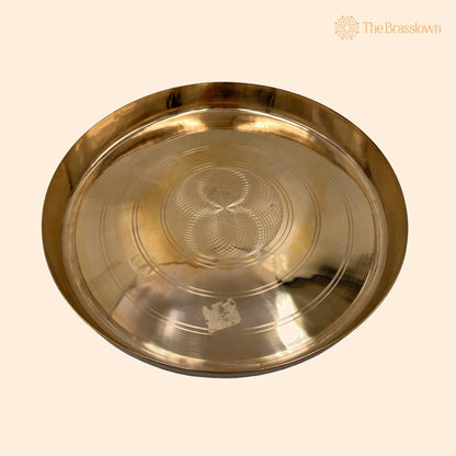 Traditional Pure Brass Dinner Plate (Peetal Thali – Handcrafted Pittala Bhojan Plate for Dining, Puja &amp; Gifting 11.42 Inch 1