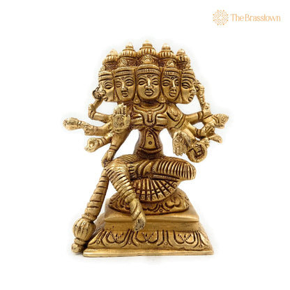 Brass Gayatri Devi Idol – Handcrafted Vedamata Gayathri Murti, Panchamukhi Savitri Mata Statue for Puja &amp; Home Temple 5 Inch 4