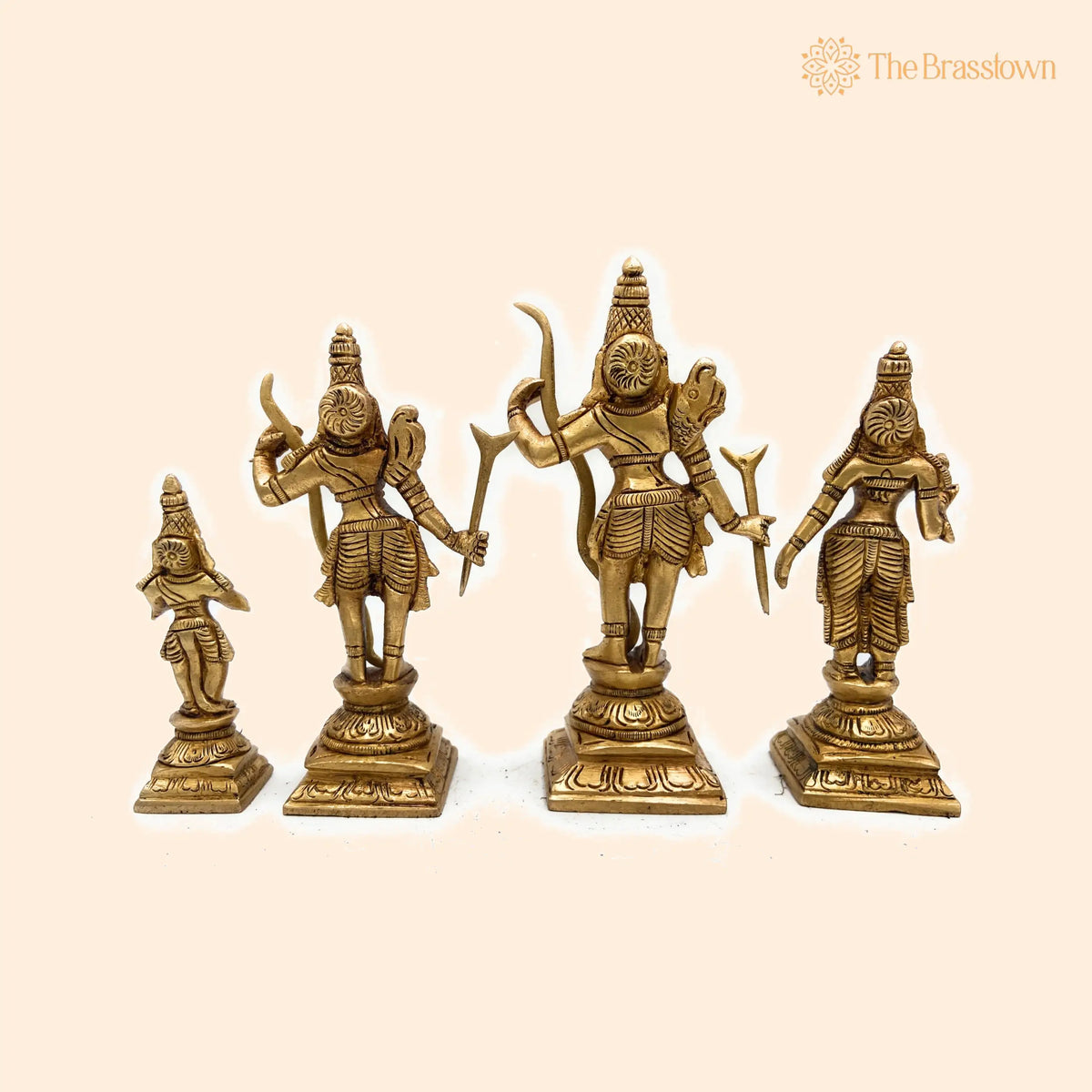 Brass Ram Darbar Idol – Handcrafted Peetal Shri Ram Parivar Murti with Sita Lakshman Hanuman, Pital Ram Sita Hanuman Statue 5.5 Inch 1