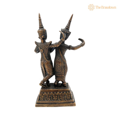 Brass Antique Decorative And Gifting Ancient Dancing Raja – Handcrafted Rani Sculptures for Home Décor &amp; Gifting 8 Inch 4