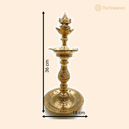 Brass Ganesh Oil Lamp Vinayaka Deepam – Handcrafted Ganesha Diya, Pillayar Vilakku, Ganapati Deepak, Peetal Vigneshwara Vilakku 14.5 Inch 1