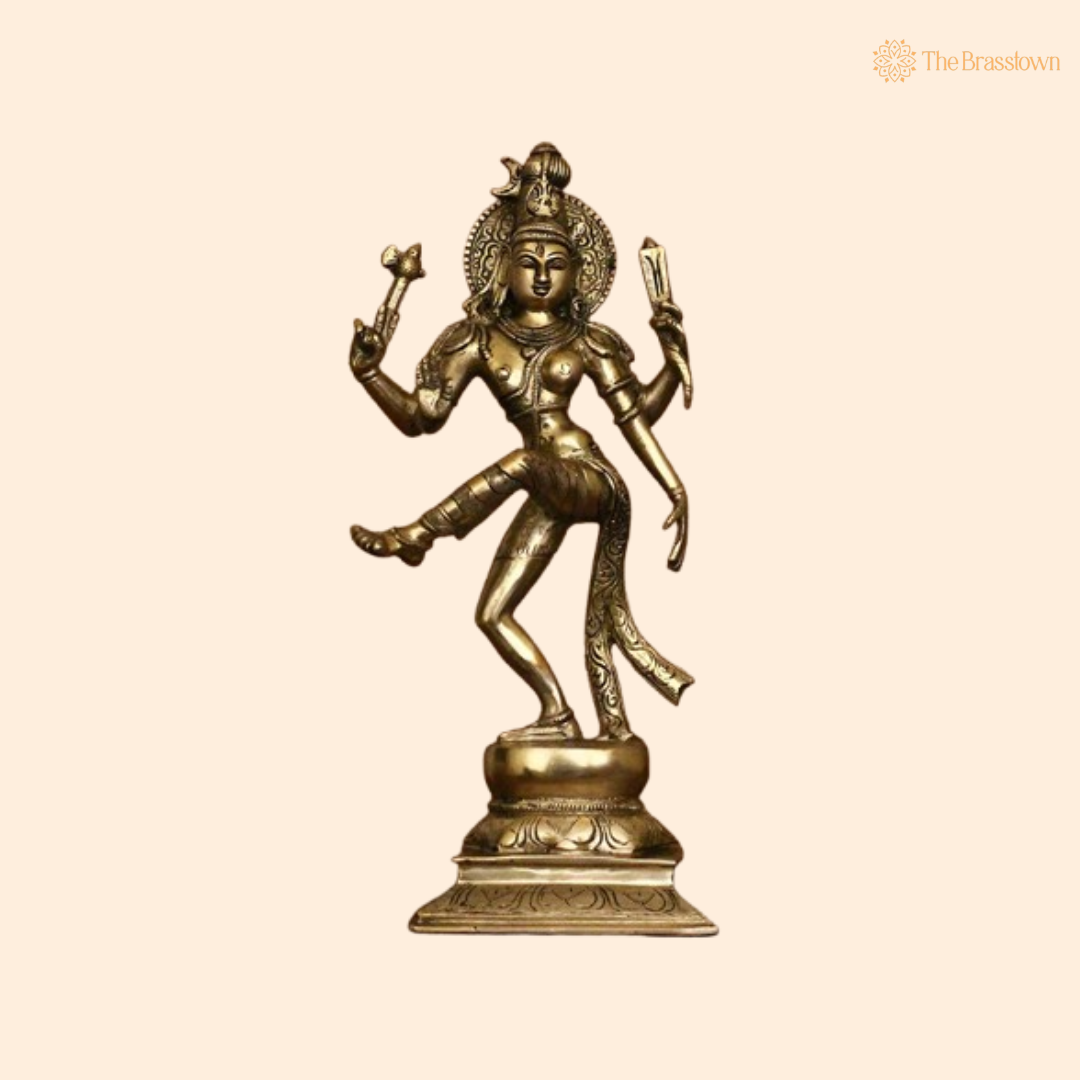 Ornate Brass Dancing Shiva Statue 12.5 Inch