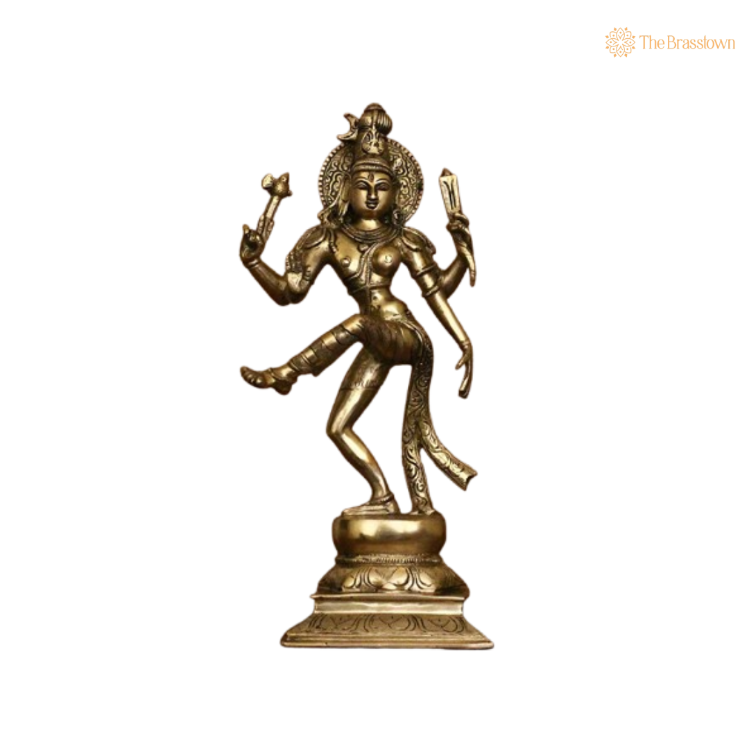 Ornate Brass Dancing Shiva Statue 12.5 Inch