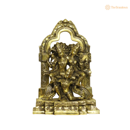 Ornate Brass Gaja Lakshmi Statue 12.5 Inch